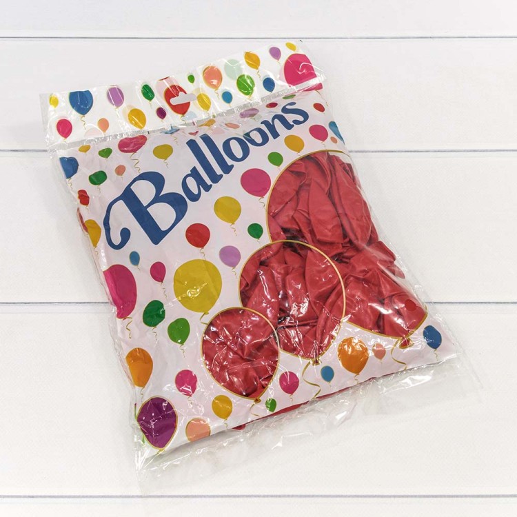 12300/5 Шарики воздушные из латекса "Пастель" 12"/30см (100 шт.) 2,8г Красный 1/50