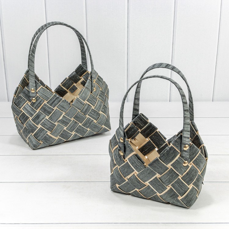 420197/1126 Корзины плетёные Набор 1/2 26*18*10/18 (±5%) из секвойи с ручками Серый 1/24 420197/1126 Корзины плетёные Набор 1/2 26*18*10/18 (±5%) из секвойи с ручками Серый 1/24