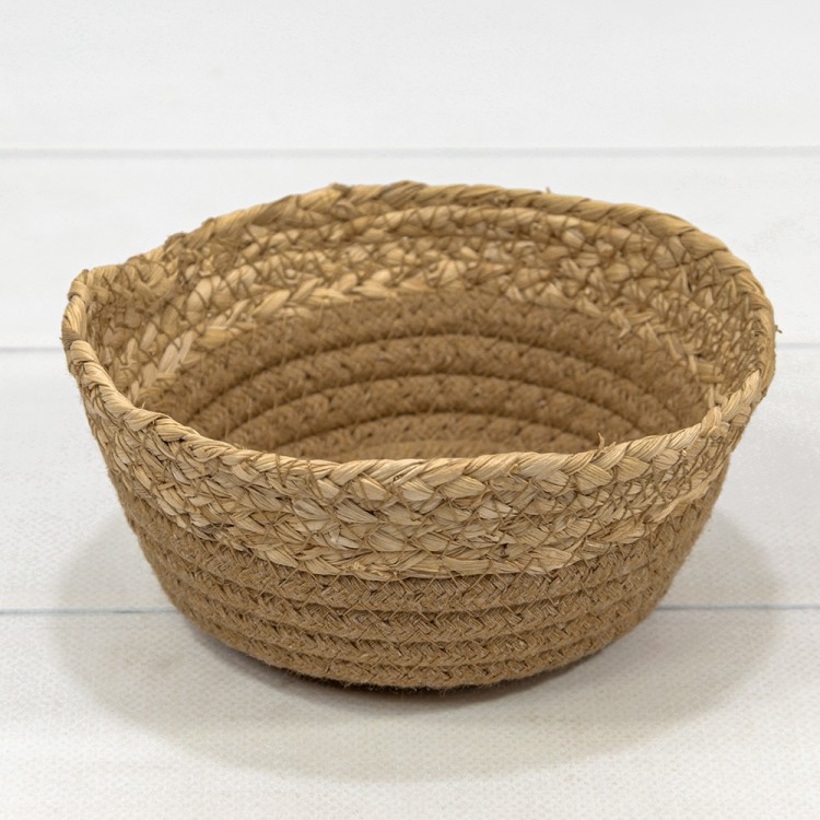 420167/79 Корзина плетёная Круглая 15*7 (±5%) из камыша и хлопка Натуральный 1/120