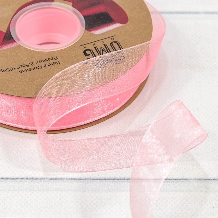 559-25/1004 Лента Органза 2,5см*100ярд Ярко-розовый 1/13 1/52