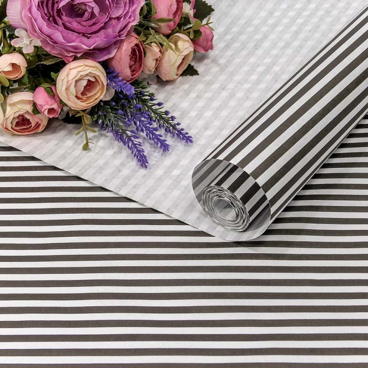 1405/04 Бумага Крафт 0,5*10м белёная 70г "Полоски" Чёрный 1/16