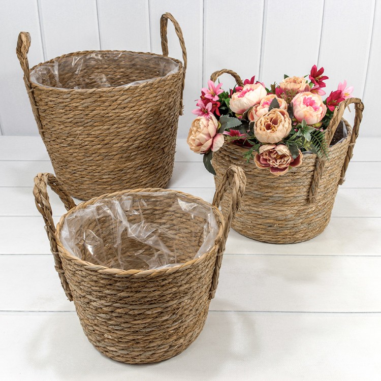 420217/3 Корзины плетёные Круглые Набор 1/3 31*26 (±5%) из камыша с ручками Натуральный 1/8 420217/3 Корзины плетёные Круглые Набор 1/3 31*26 (±5%) из камыша с ручками Натуральный 1/8