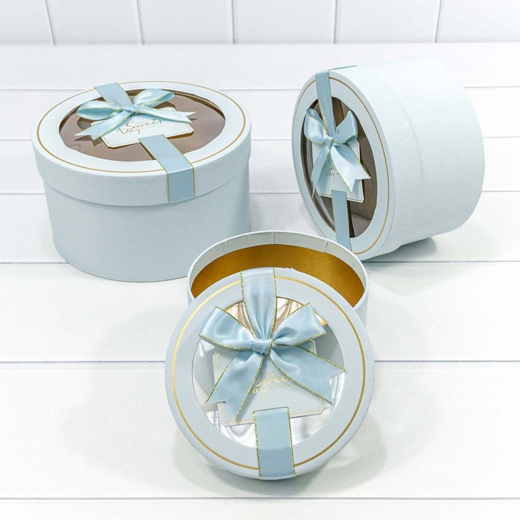 721303/5 Коробки Круглые Набор 1/3 21*11,5 с окошком и бантом Голубой 1/18 721303/5 Коробки Круглые Набор 1/3 21*11,5 с окошком и бантом Голубой 1/18