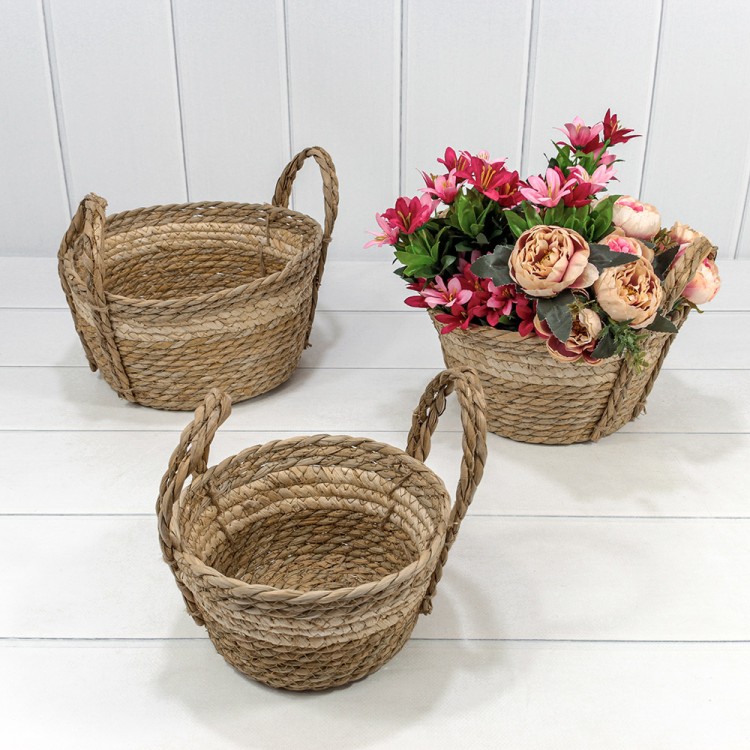 420219/3 Корзины плетёные Круглые Набор 1/3 25*14 (±5%) из камыша с ручками Натуральный 1/16 420219/3 Корзины плетёные Круглые Набор 1/3 25*14 (±5%) из камыша с ручками Натуральный 1/16