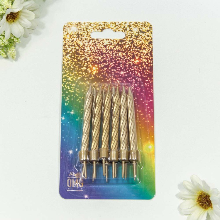 20010-3 Свечи для торта набор (12 шт.) 6см "Спираль" Бронзовый 1/12 1/360