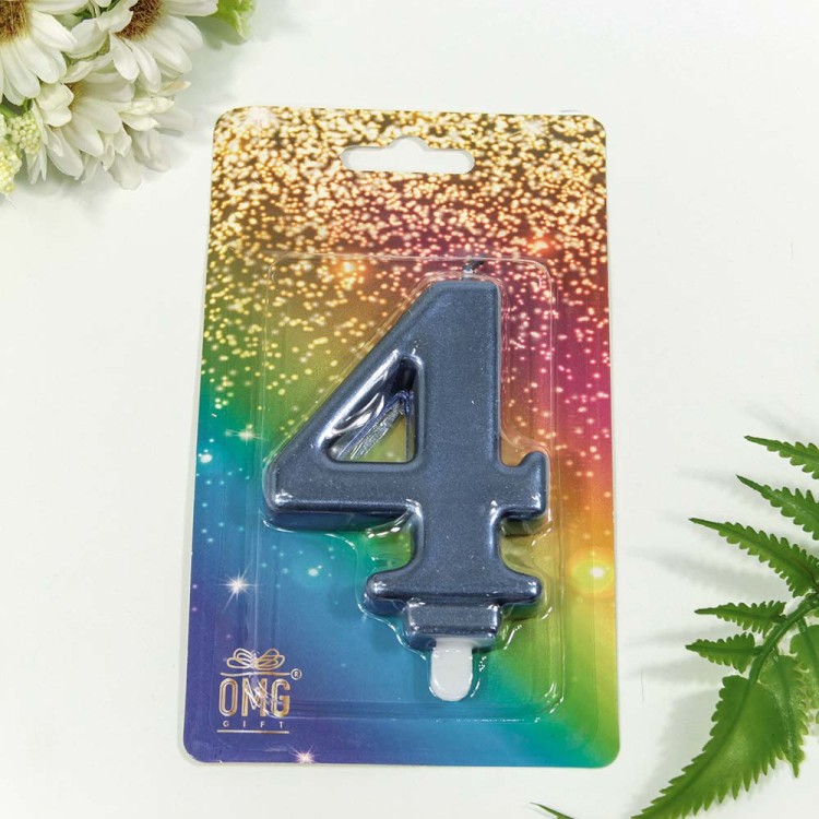 20010-74/4 Свеча для торта Цифра 4 "Гигант" 8см Синий 1/12 1/288