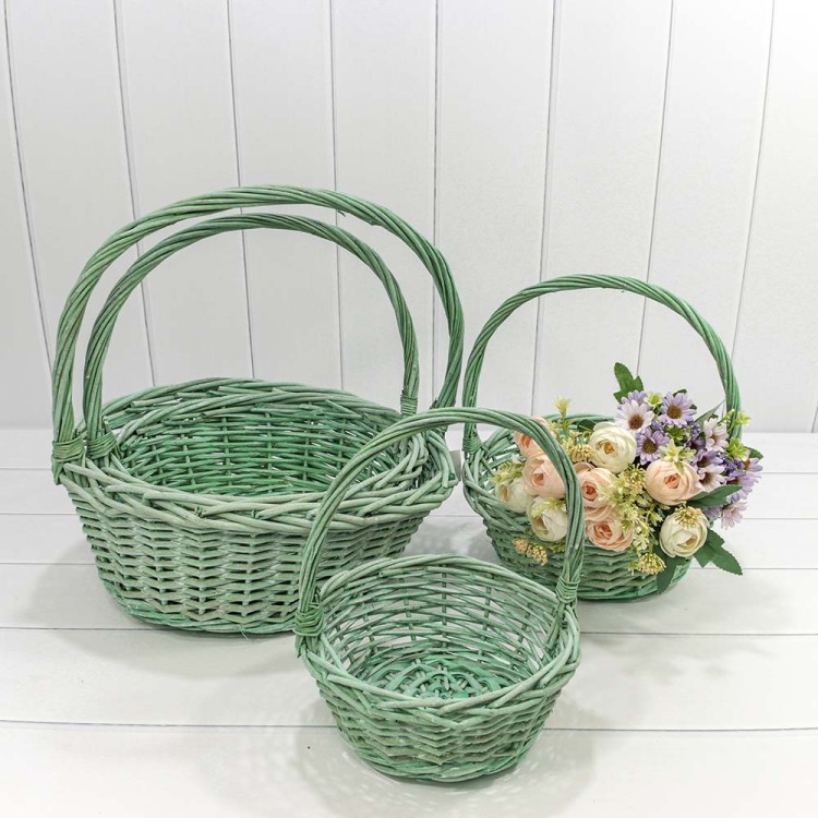 420180/6 Корзины плетёные Круглые Набор 1/4 40*15/44 (±5%) с ручкой Бело-зелёный 1/12 420180/6 Корзины плетёные Круглые Набор 1/4 40*15/44 (±5%) с ручкой Бело-зелёный 1/12