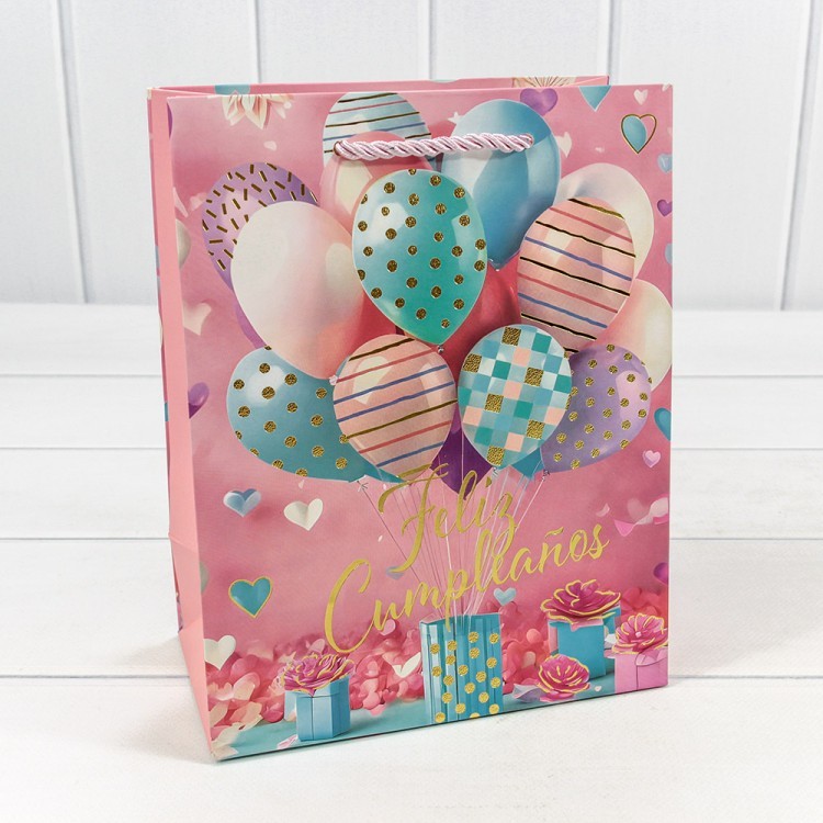 000114E Пакет подарочный с блёстками "Happy Birthday" (микс) 18*23*10 210г 1/20 1/240  