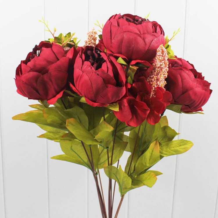 303-06-047/07 Искусственные цветы Пионы (8шт) 49см Бордовый 1/1