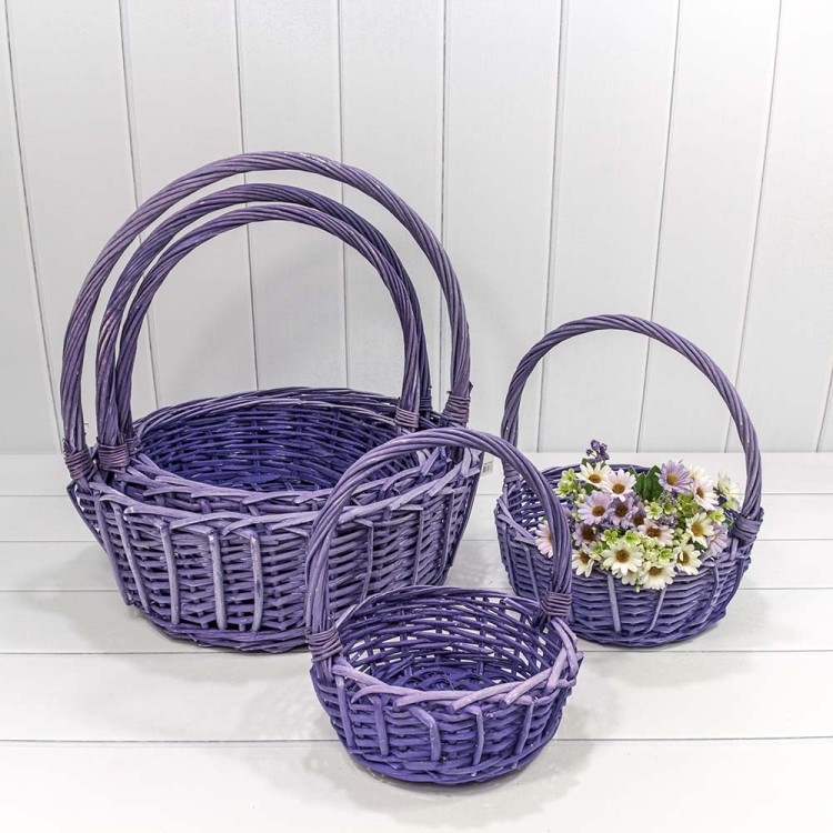 420190/7 Корзины плетёные Круглые Набор 1/5 45*17/48 (±5%) с ручкой Сиреневый 1/12 420190/7 Корзины плетёные Круглые Набор 1/5 45*17/48 (±5%) с ручкой Сиреневый 1/12