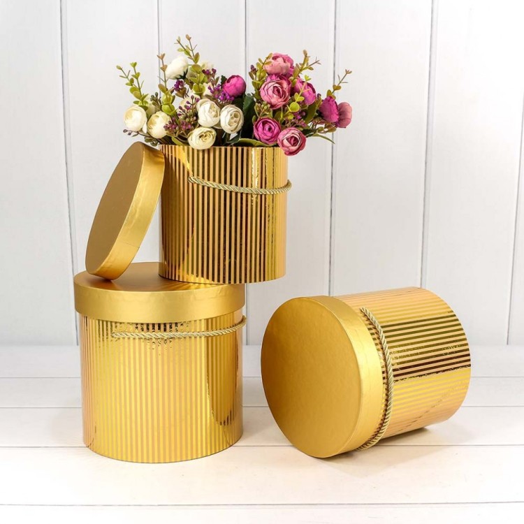 7201000/429 Набор коробок 1/3 цилиндр 19,5*19 см золотой 1/12