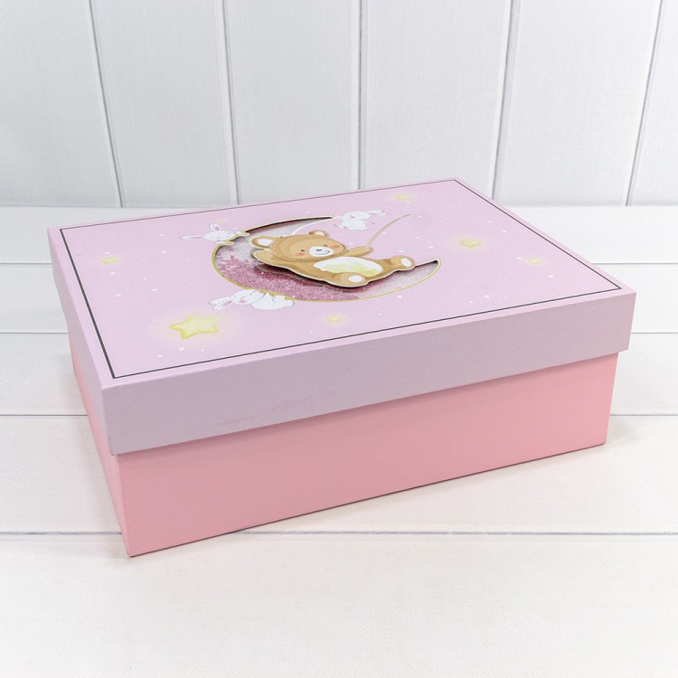 720-860/1 Коробки Прямоугольные Набор 1/3 33,5*25*11,5 "Мишка" Розовый 1/12