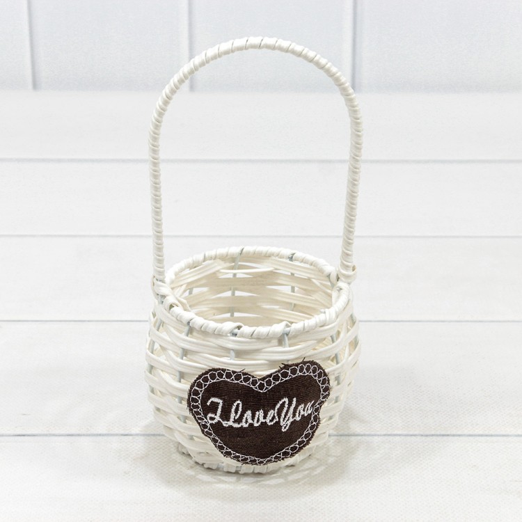 420127/1 Корзина плетёная Круглая 9*9 (±5%) из пластика с ручкой Белый 1/100