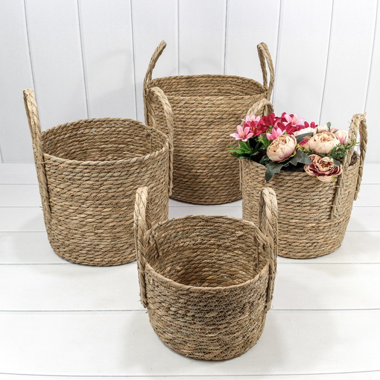 420115/250 Корзины плетёные Круглые Набор 1/4 31*28 (±5%) из камыша с ручками Натуральный 1/4 420115/250 Корзины плетёные Круглые Набор 1/4 31*28 (±5%) из камыша с ручками Натуральный 1/4