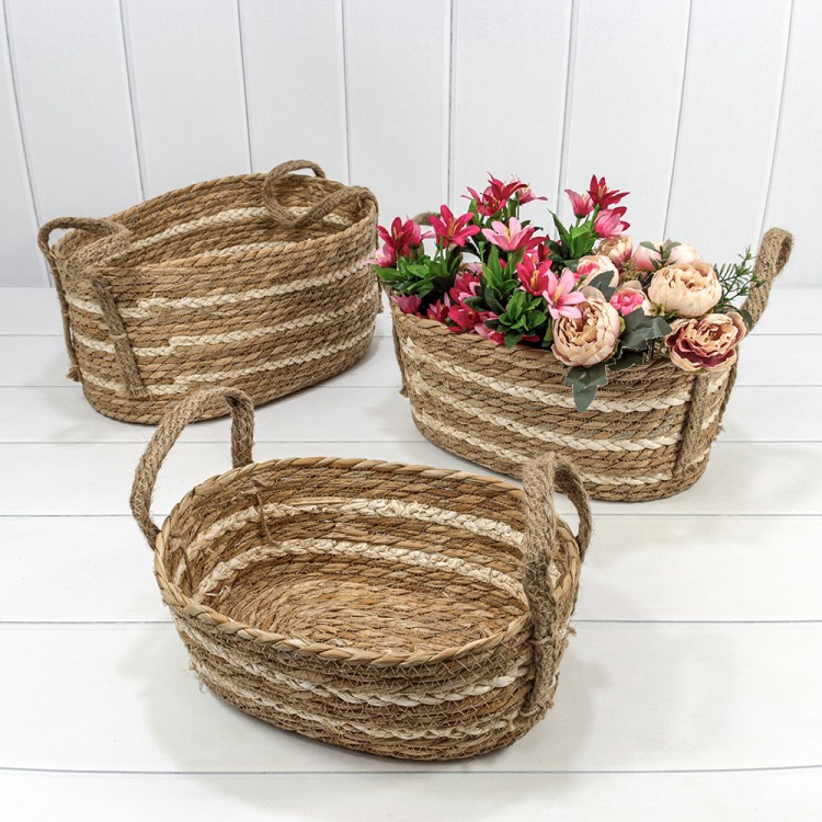 420116/252 Корзины плетёные Овальные Набор 1/3 38*26*18 (±5%) из камыша с ручками (252) Натуральный 1/8 420116/252 Корзины плетёные Овальные Набор 1/3 38*26*18 (±5%) из камыша с ручками (252) Натуральный 1/8