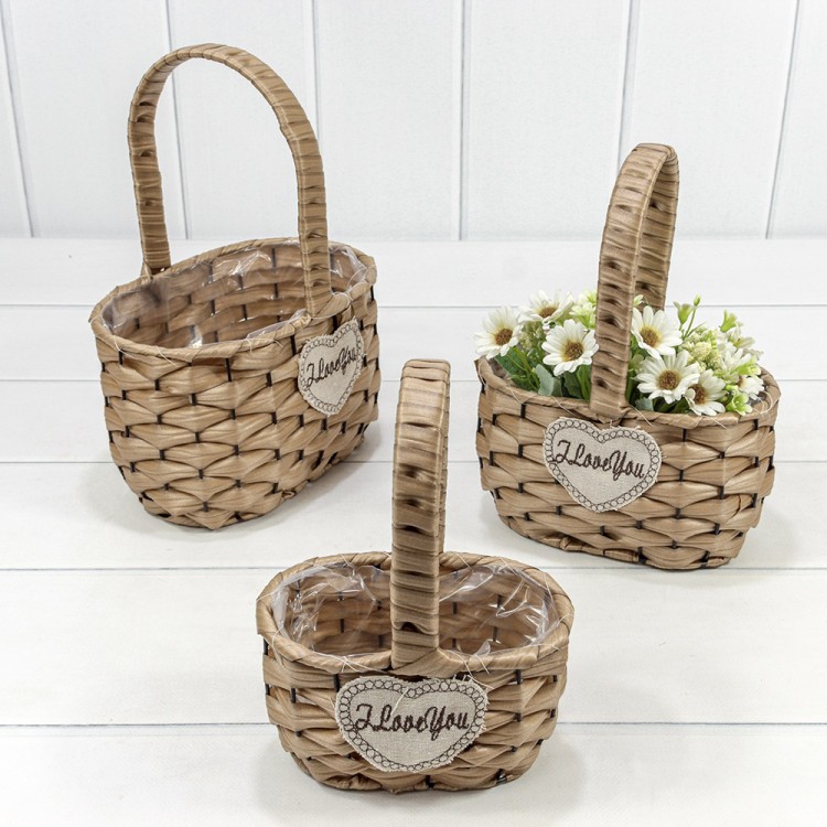 420113/457 Корзины плетёные Овальные Набор 1/3 22*14*29 (±5%) из полипропилена с ручкой Натуральный 1/24 420113/457 Корзины плетёные Овальные Набор 1/3 22*14*29 (±5%) из полипропилена с ручкой Натуральный 1/24