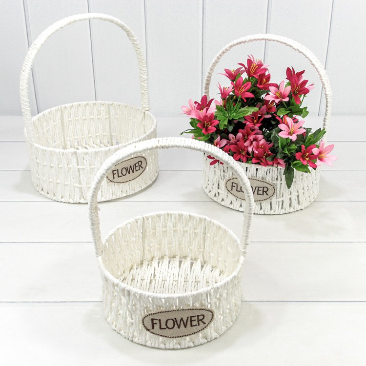 420111/1 Корзины плетёные Круглые Набор 1/3 25*31 (±5%) из бумаги с ручкой Белый 1/12 420111/1 Корзины плетёные Круглые Набор 1/3 25*31 (±5%) из бумаги с ручкой Белый 1/12