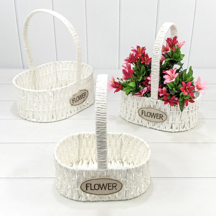 420112/1 Корзины плетёные Овальные Набор 1/3 28*20*31 (±5%) из бумаги с ручкой Белый 1/12 420112/1 Корзины плетёные Овальные Набор 1/3 28*20*31 (±5%) из бумаги с ручкой Белый 1/12