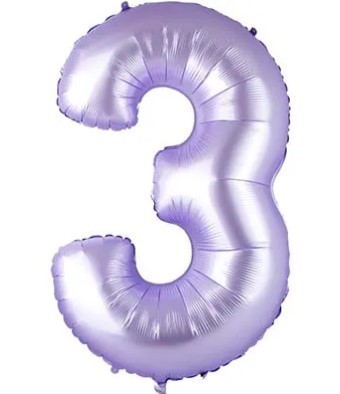 1207-5744 Шар цифра "3", 102см Сатин Lilac