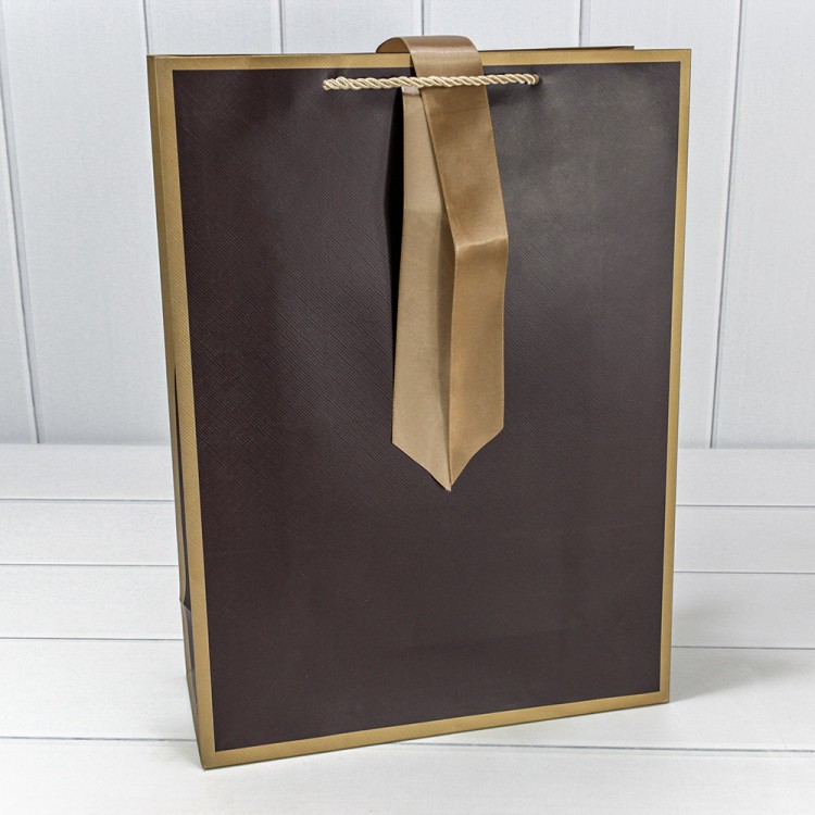 000503A/2 Пакет подарочный с лентой 31*42*12 210г Коричневый 1/10 1/80