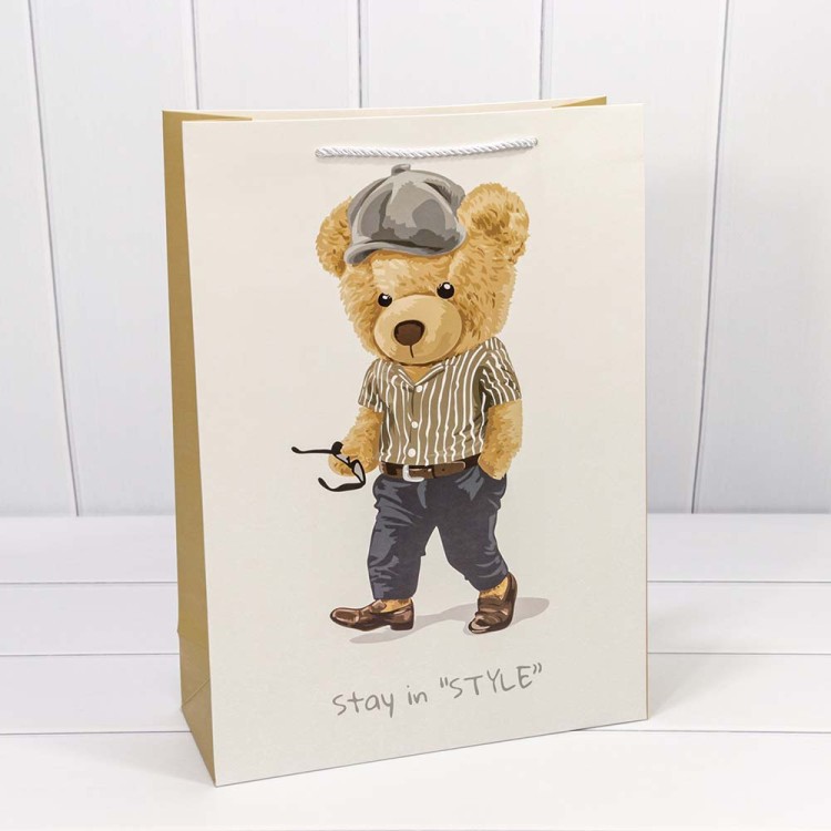 000116A Пакет подарочный "Стильные мишки" (микс) 32*45*15 210г 1/20 1/80