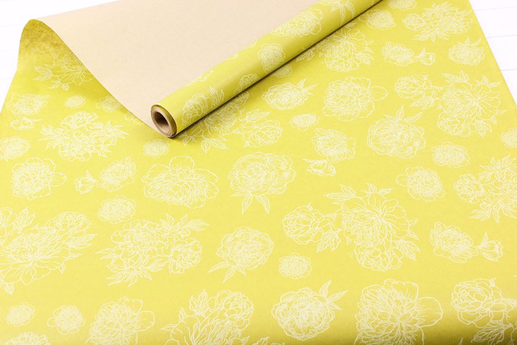 4610115504131 Крафт Бумага "Цветы" 60см*10м 40г/м, салатовый 1/1