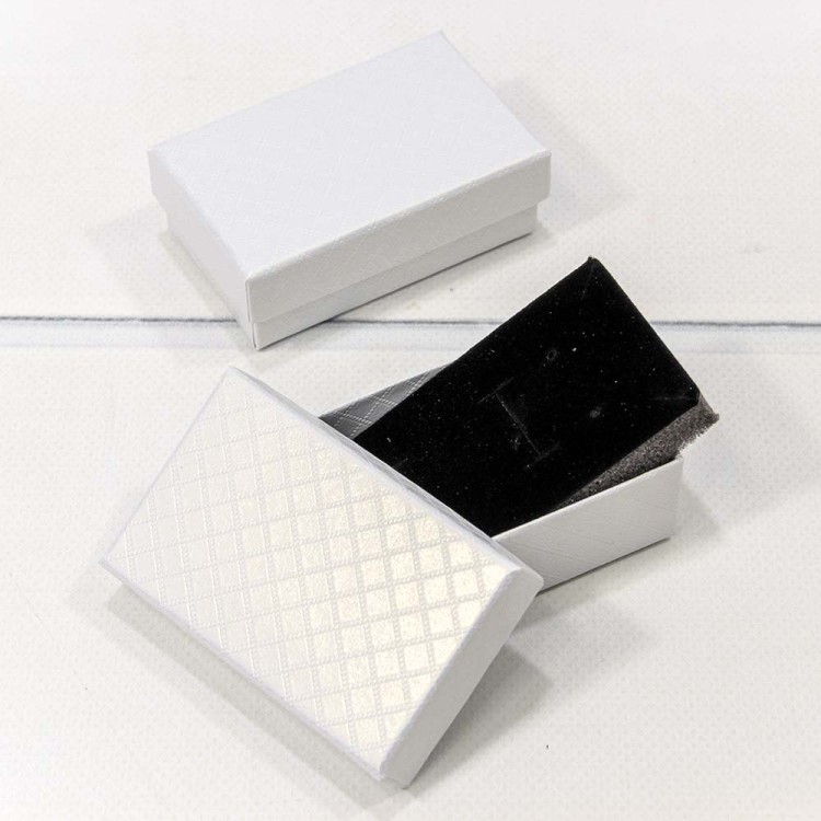 61258/2 Коробка Прямоугольная 8*5*2,5 "Ромбики" Белый 1/24 1/360